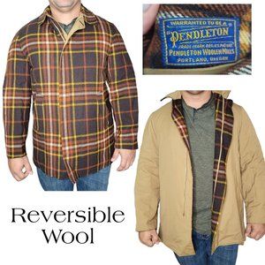 Pendleton vintage reversible wool plaid heavy winter mens jacket size Large/XL